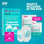 LCH 50 Pack Transparent Film Dressing Waterproof, 2 Sizes: 2.38 x 2.75 & 4 x 4.75, Waterproof Bandages for Swimming, Second Skin