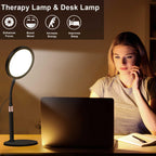 Sozapooty Light Therapy Lamp, UV-Free 10000 Lux Light Therapy Desk Lamp with 360 Gooseneck & 9 Brightness Happy Therapy Light fo