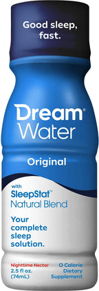 Dream Water Sleep Aid Supplement Drink; Melatonin 5mg, GABA, 5-HTP; Zero Sugar, Natural Flavors, No Added Colors, 2.5 oz Liquid