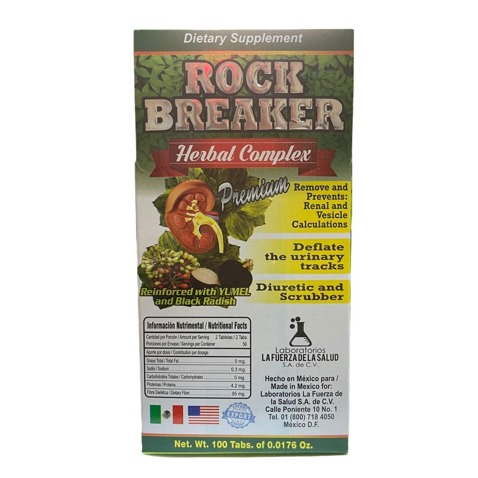 Rompe Piedras Reforzado con Yumel y Rabano Negro (Black Radish) Net Content.100 Tabs