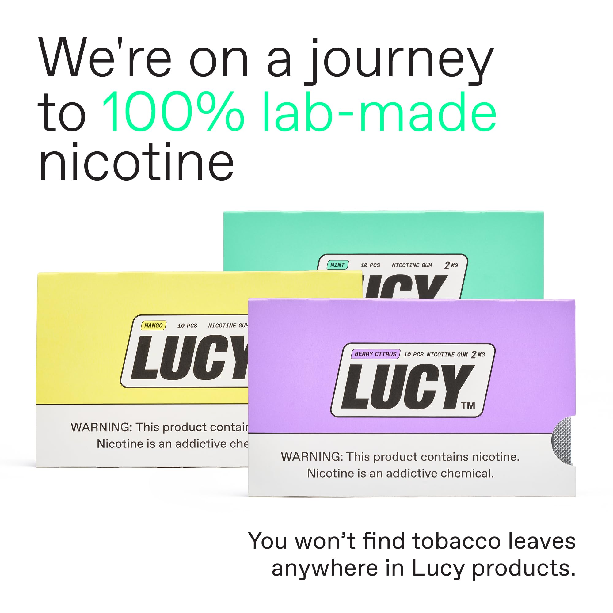LUCY Nicotine Gum 2mg, 90 Count, Mint, Berry Citrus, Mango - Canada NPN# 80120060 - NRT Stop Smoking Aid, Reduce Withdrawal Symp