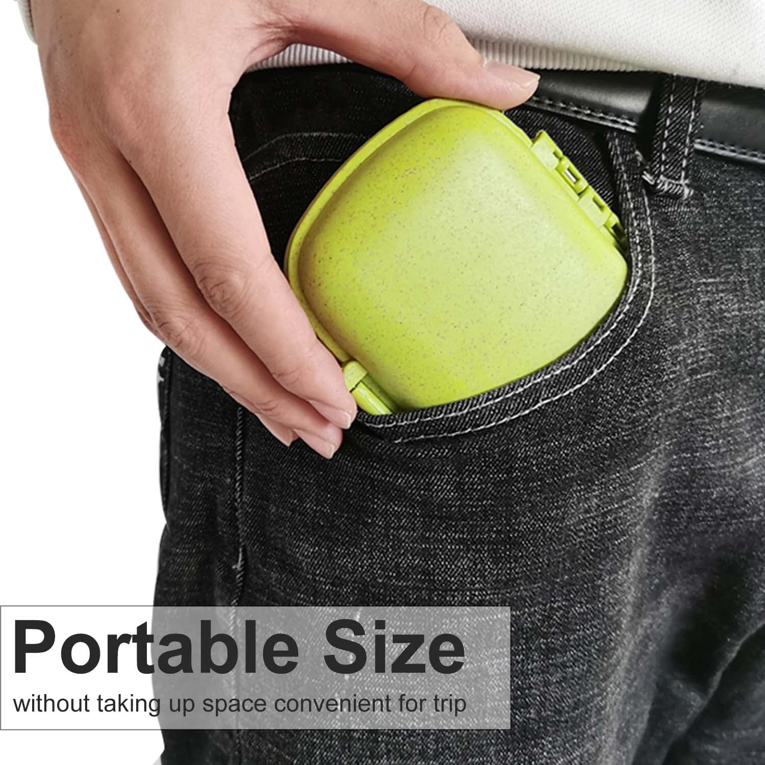MEACOLIA 2 Pack 8 Compartments Travel Pill Organizer Box Moisture Proof Small Pill Case for Pocket Purse Daily Pill Holder Conta