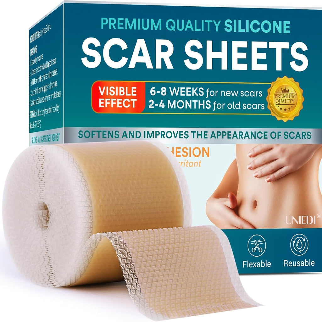 Silicone Scar Sheets, Silicone Scar Tape(1.6''x 120'' Roll-300CM), Silicone Tape for Scars, Scar Tape for Surgical Scars, Silico