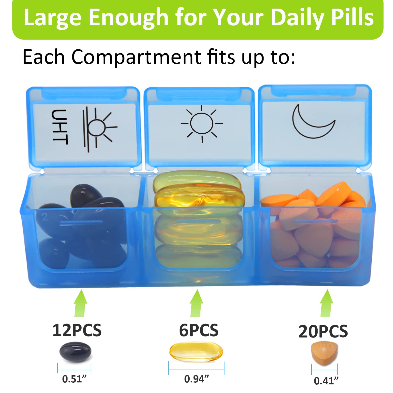 GOGOODA Weekly Pill Organizer 3 Times a Day, Pill Holder Box 7 Day, Daily Pill Organizer Case for Vitamins/Fish Oils/Supplements
