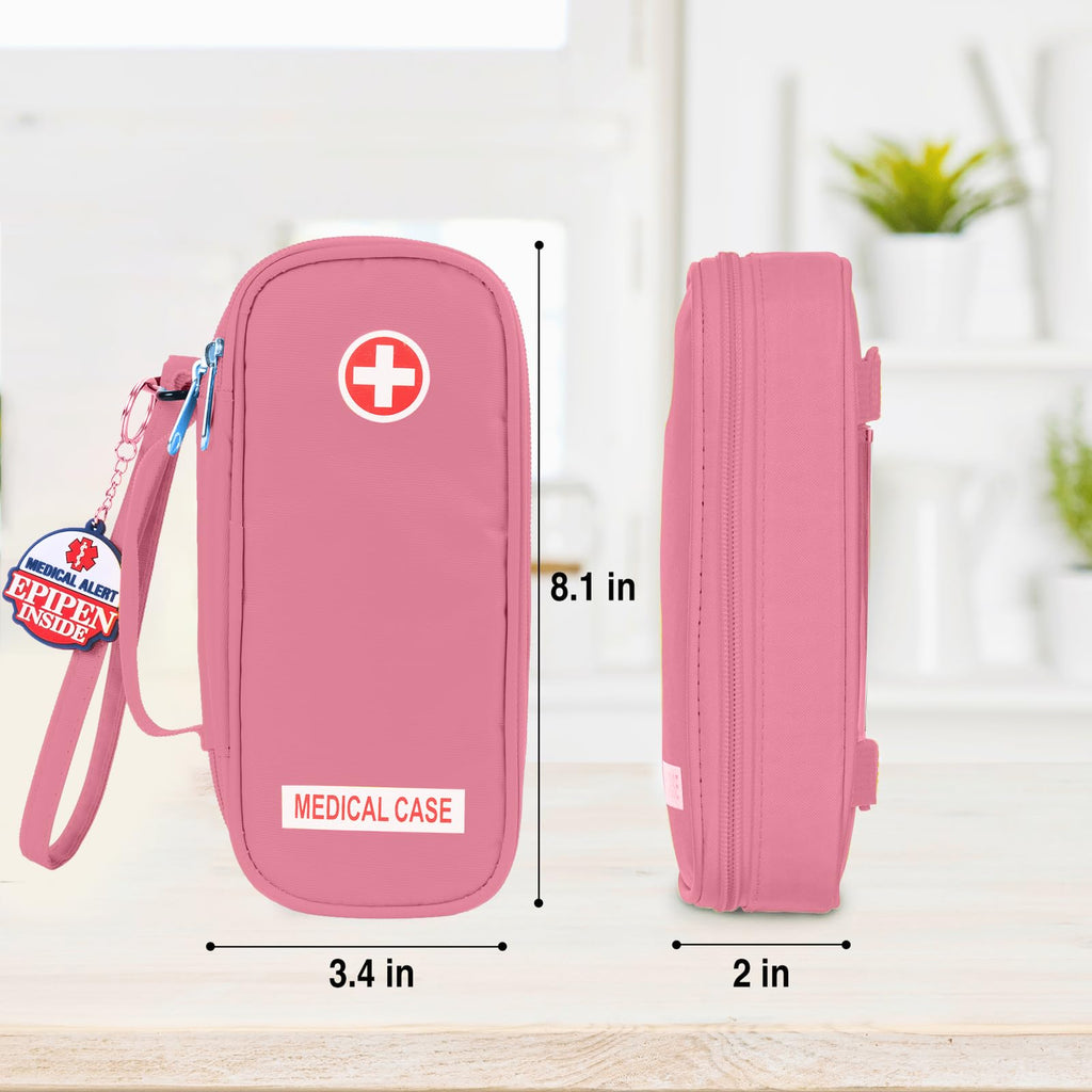 Jayour EpiPen Medical Carrying Case Insulated, Travel Medication Organizer Bag Emergency Medical Pouch, Fits 2 EpiPens, Asthma I