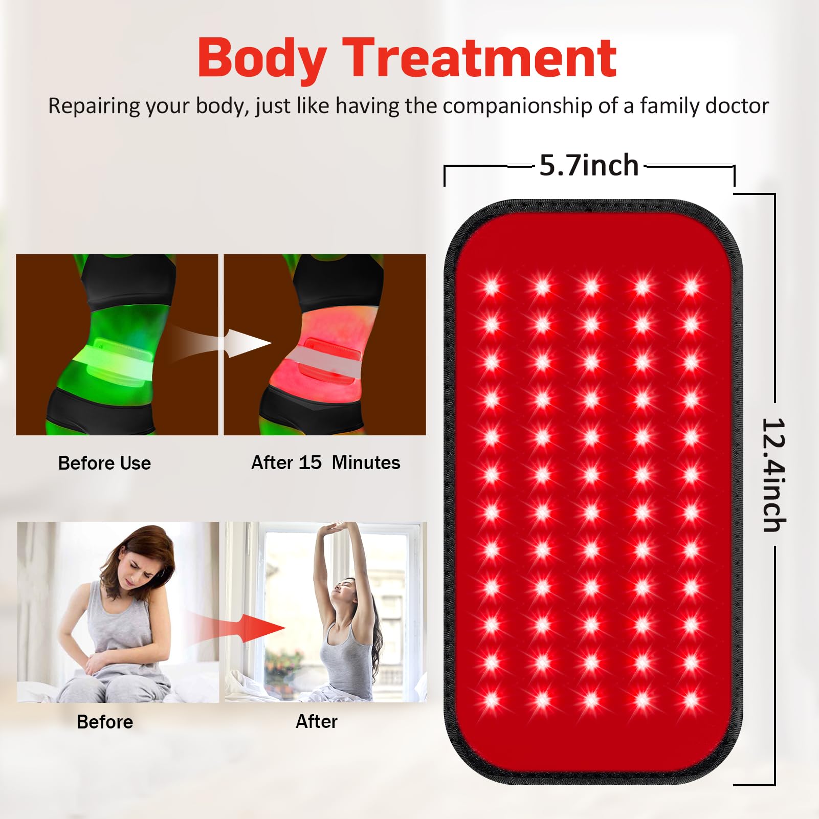 Red Light Therapy Belt, Infrared Light Therapy for Body, Wearable Wrap with Timer for Back Shoulder Waist Muscle Pain Relief, Im