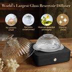 Glass Dome Essential Oil Diffuser with Glass Reservoir & Wood Base-Plastic Free, 200ml Ultrasonic Glass Diffuser for Aromatherap