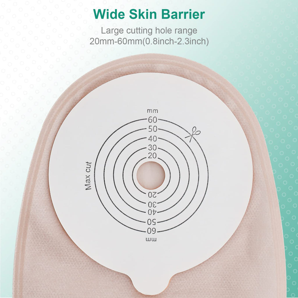 SUCONBE 25pcs Ostomy Bag with Clamp Closure, colostomy Supplies, One Piece Drainable Pouches for Ileostomy Stoma Care