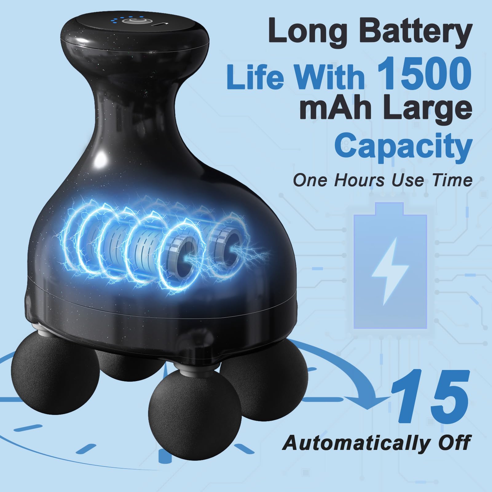 DEITY 4 Heads Handheld Massage Gun Deep Tissue, Electric Body Massager, Percussion Muscle Massager for Easing Shoulder and Back