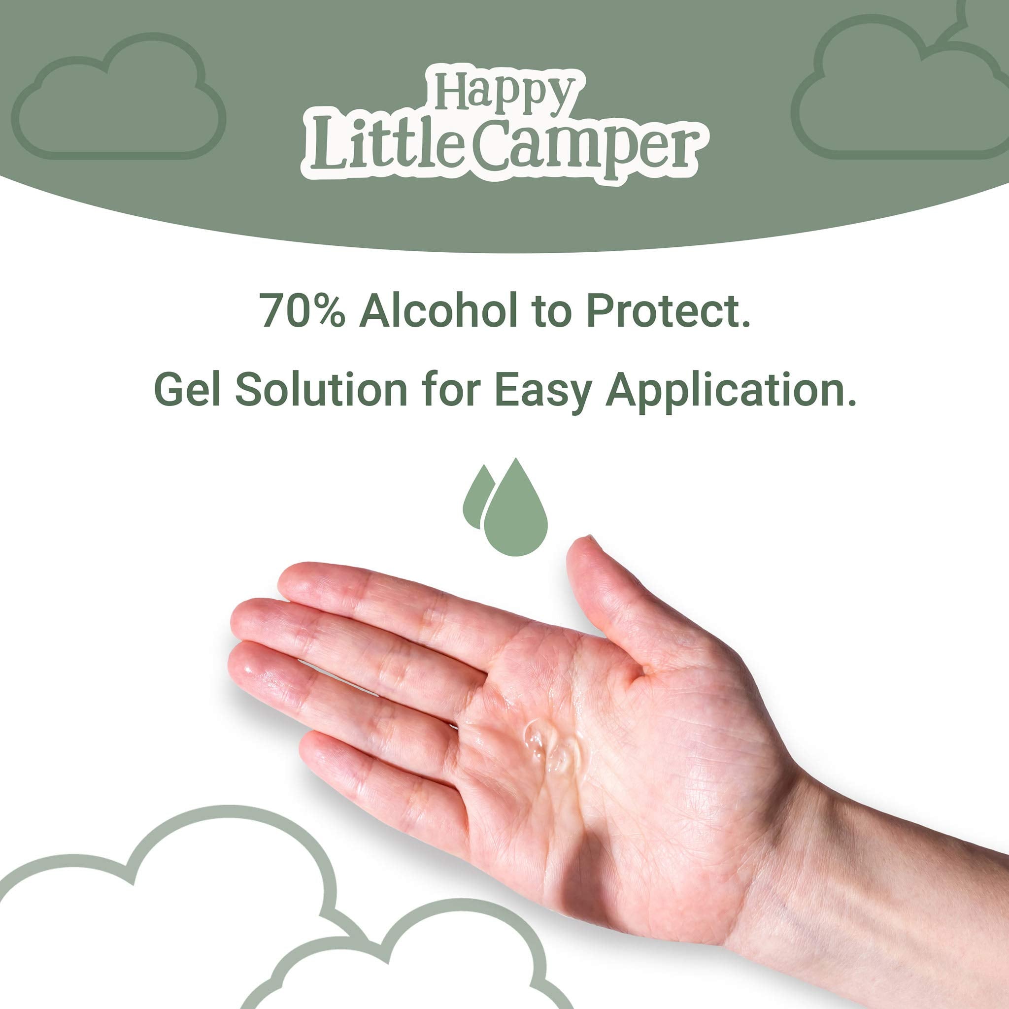 Happy Little Camper Hand Sanitizer with Lemon Zest Scent - Moisturizing Gel with Vitamin E & Antimicrobial Formula- Contains 70%