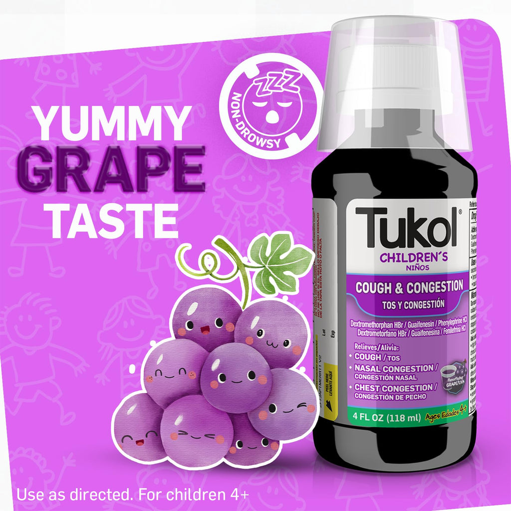 TUKOL Childrens Cough Medicine - Cough & Congestion Relief, Chestal Cough Suppressant for Kids, Childrens Cold and Cough Medic
