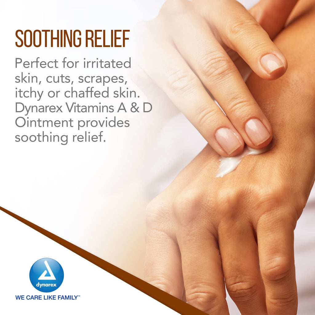 Dynarex Vitamins A & D Ointment, Ointment with Vitamin A and Vitamin D Helps Prevent & Treat Skin Irritation, Diaper Rash, White