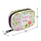 Custom Pill Box 7 Day Pill Case Bag Watercolor Floral Personalized Name Travel Pill Organizer Bag with Zipper Portable Weekly Ca
