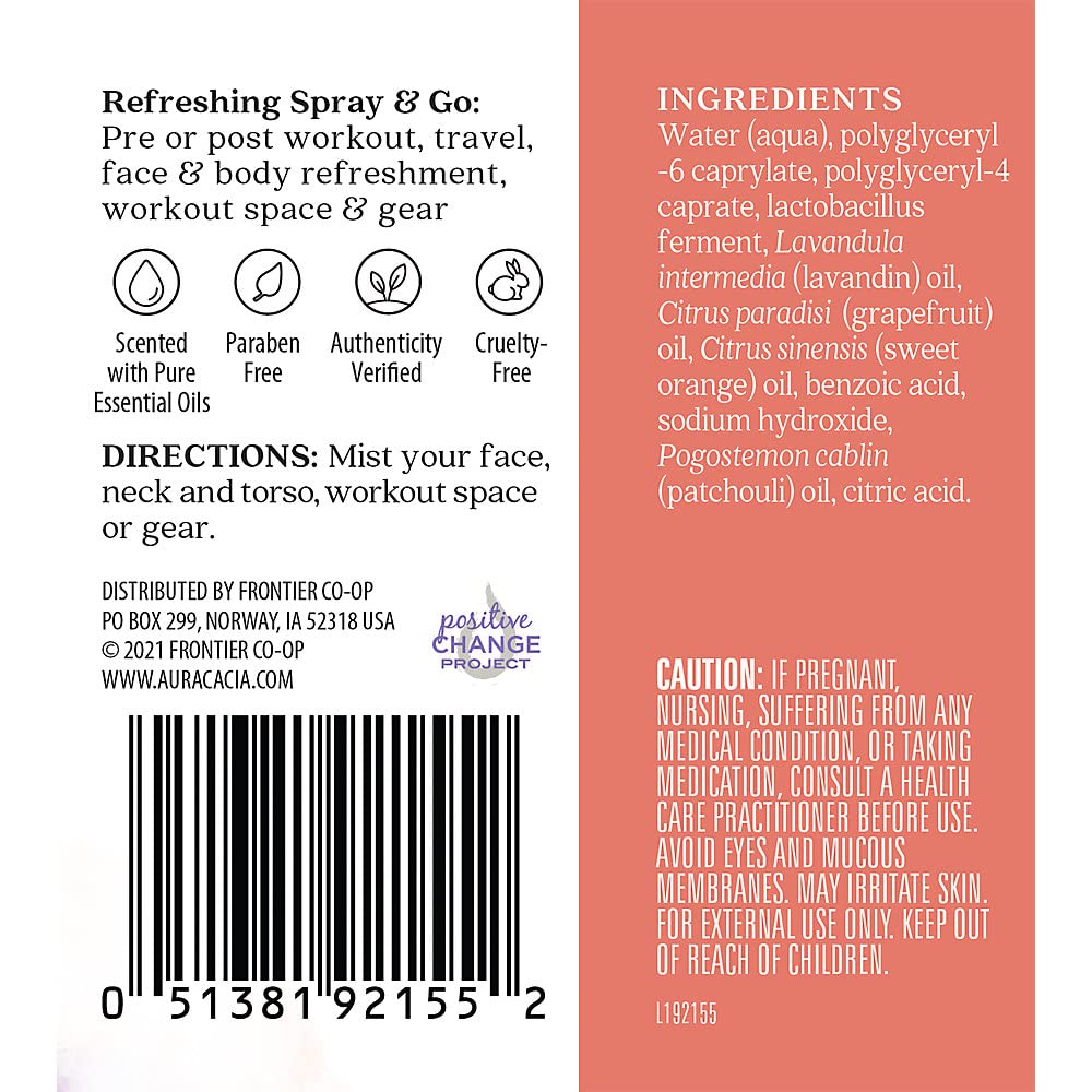 AURA CACIA Refresh Workout Mist, 2 FZ