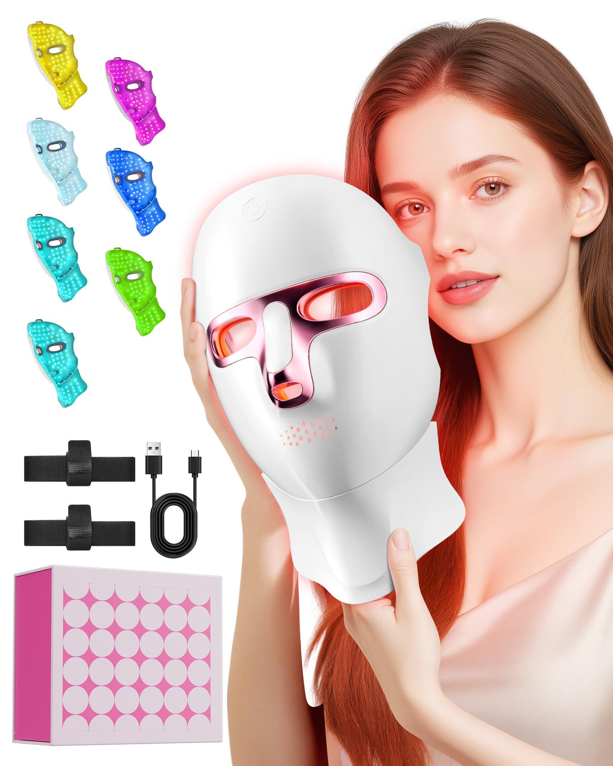 Red Light Therapy for Face LED Light Therapy Mask Skin Care Mask,Cordless LED Face Mask face & Neck Red & Infrared Lights Masks