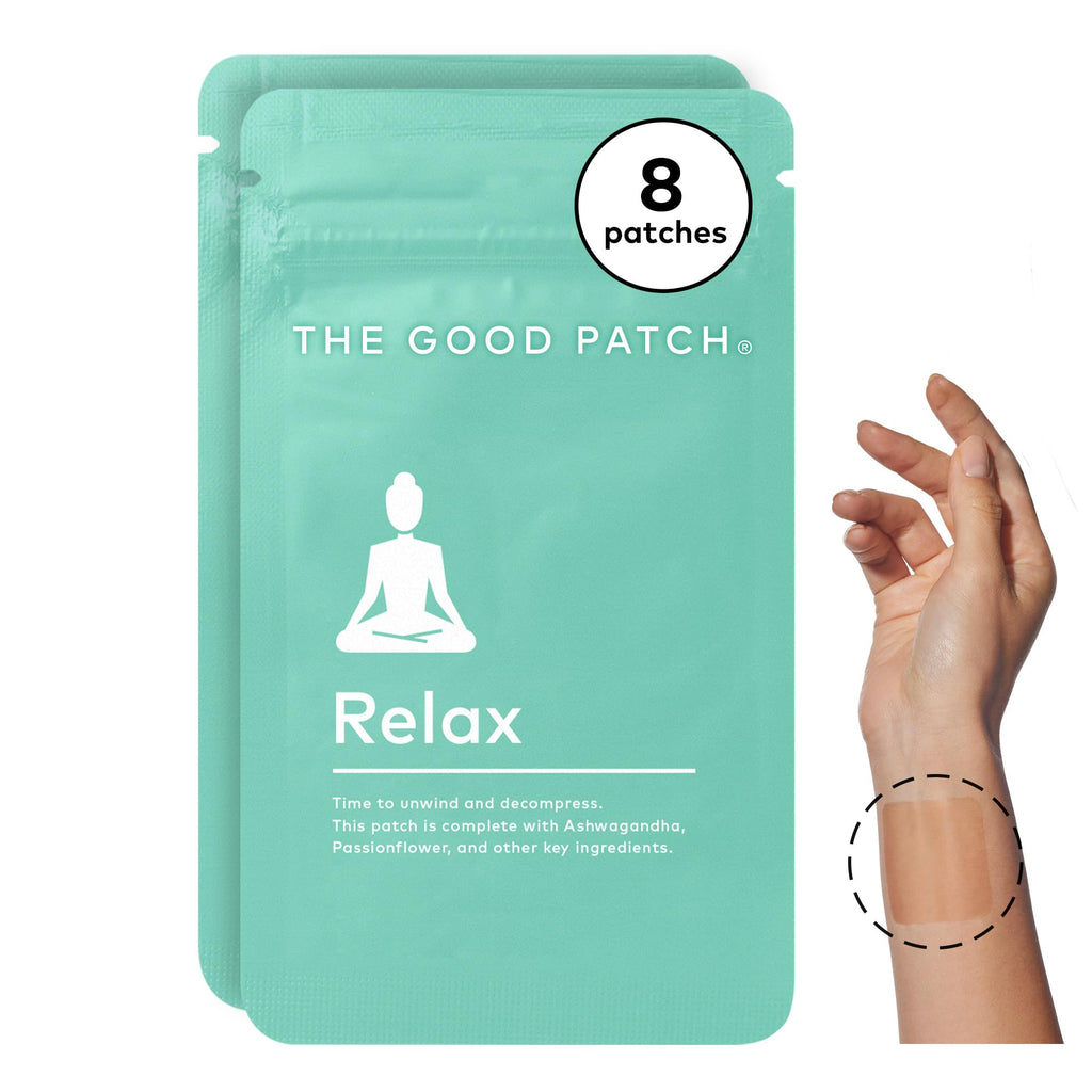 The Good Patch Relax Patches, to Unwind and Decompress, Natural Patch with Ashwagandha, Ginger Root, Plant Powered Wearable Well