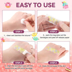 Panelee 120 Pcs Kids Bandages Bulk Cute Cartoon Flexible Waterproof Breathable Bandages Strip Protect Cuts and Scrapes for Girls