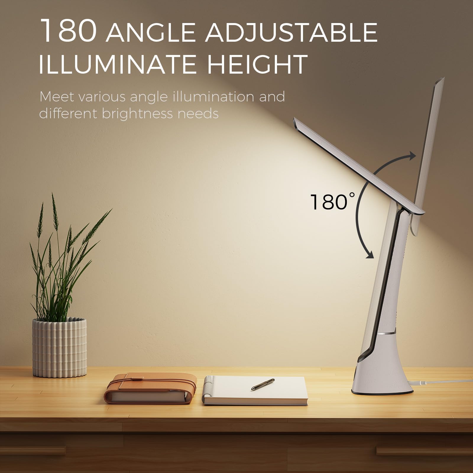 Light Therapy Lamp, 10000 LUX UV-Free LED Sunlight Light, Full Spectrum Mood Light Happy lamp, Touch Control Desk Lamp with Nigh