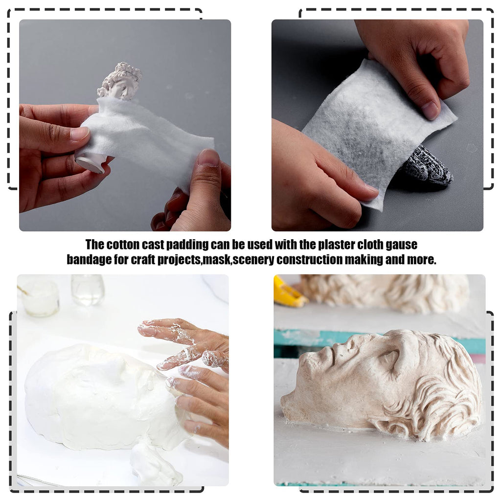 Nuanchu 12 Rolls Cast Padding Individual Pack Soft Cotton Undercast Padding Wrap Use with Plaster Cloth Gauze Bandage for Hallow