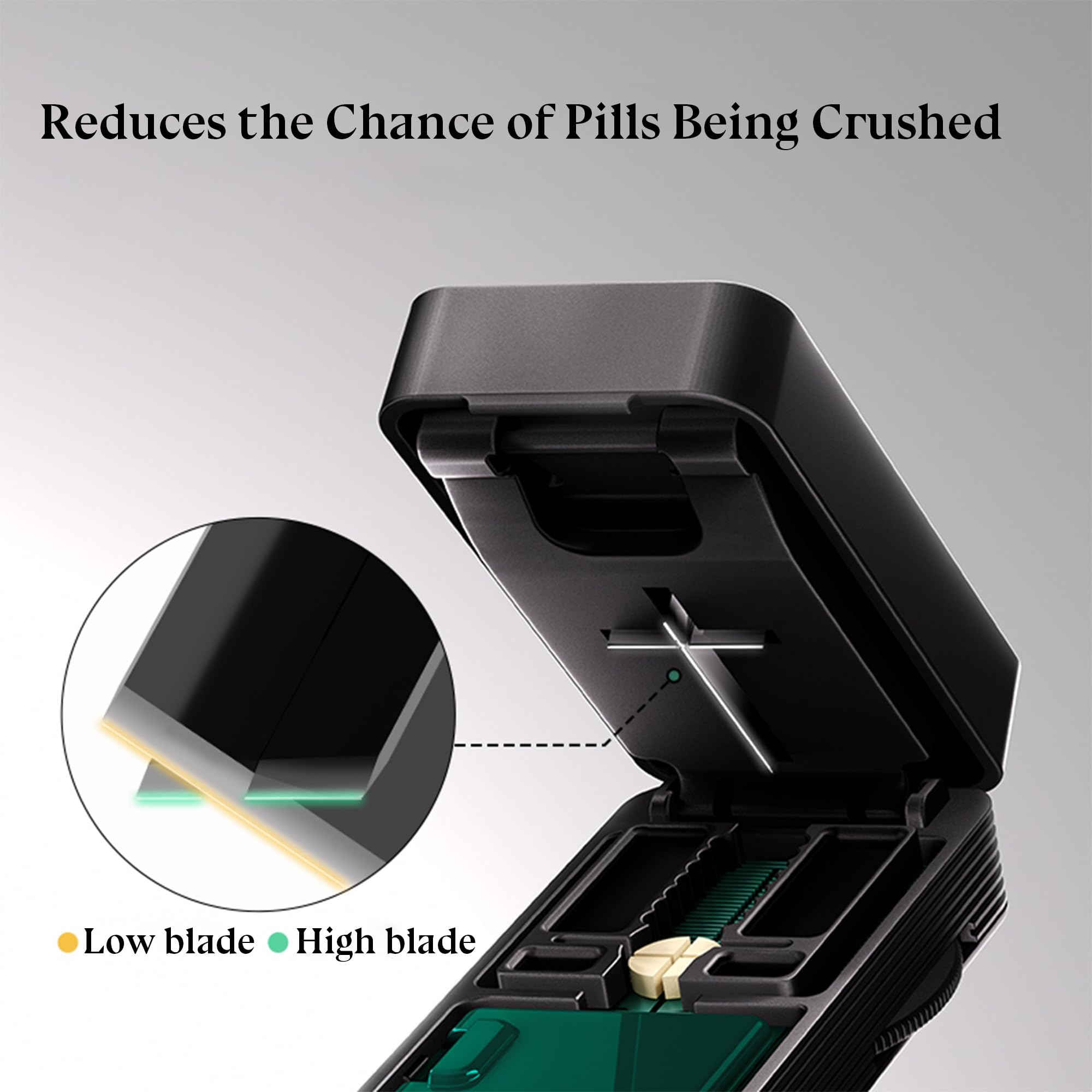 HyJeryty Adjustable Gear-Driven Pill Cutter & Splitter - Precision 1/2 & 1/4 Tablet Crusher for Small and Tiny Pills, Vitamins w
