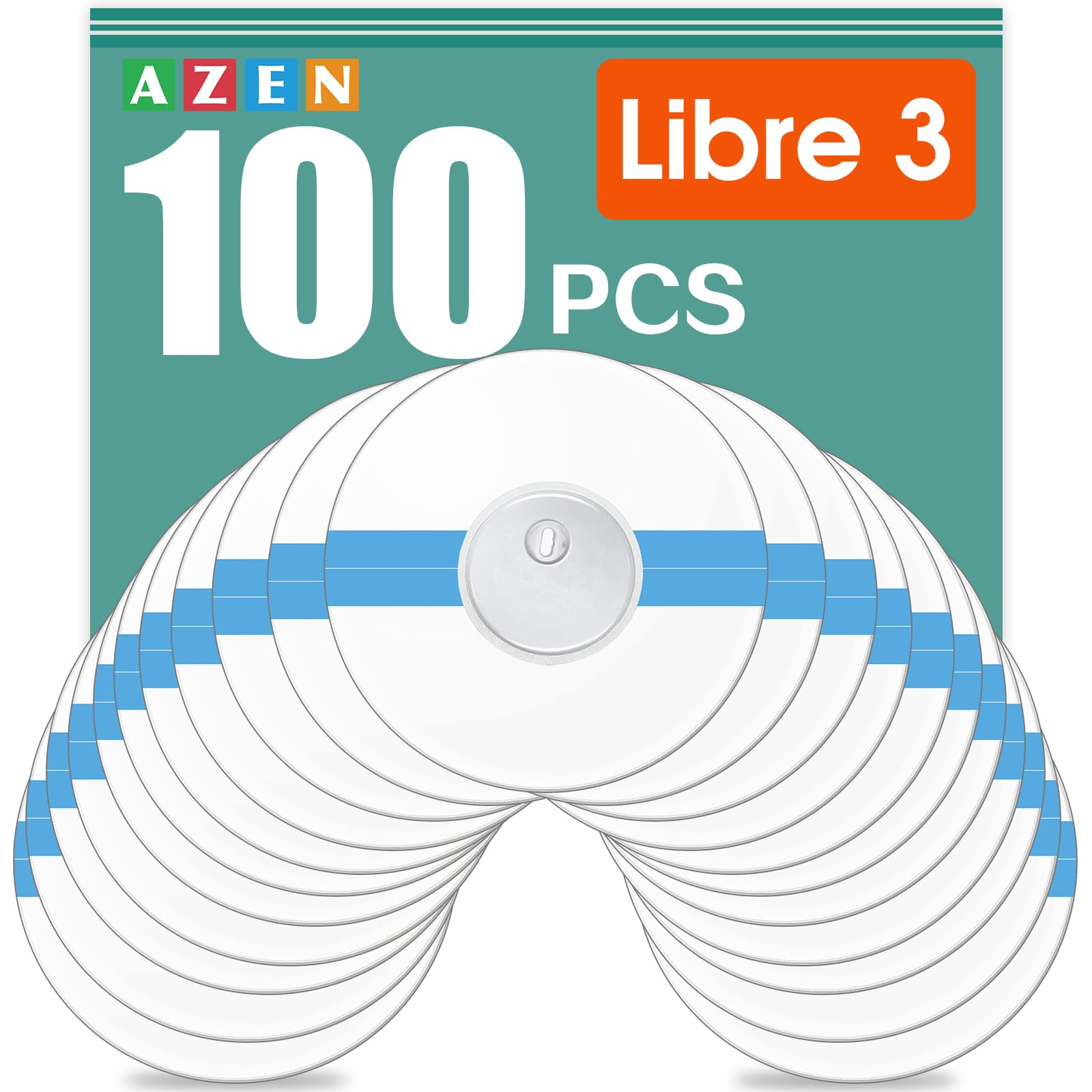 AZEN 100 Pack Freestyle Sensor Covers for Libre 3, Waterproof Adhesive Patches, Adhesive Patches Waterproof, Waterproof Adhesive