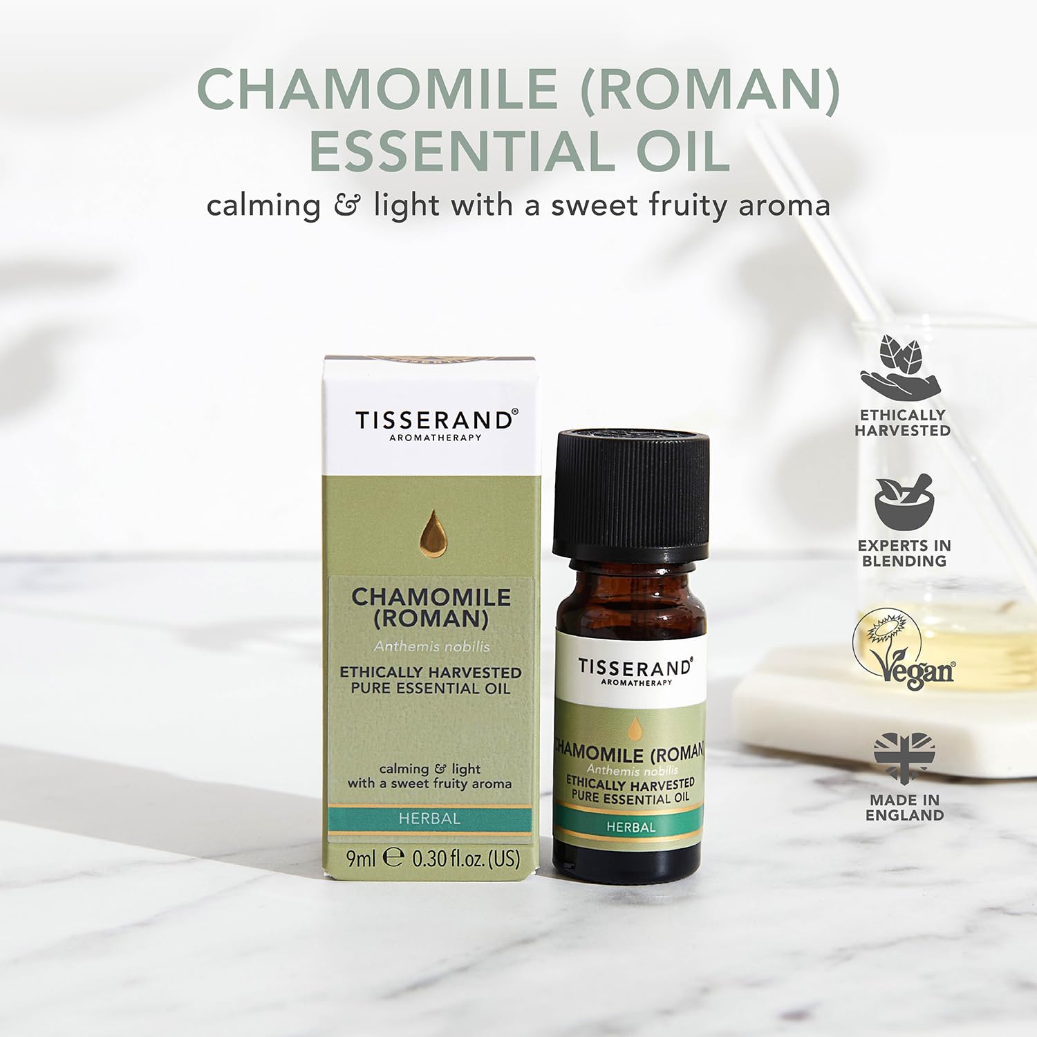 Tisserand Chamomile Roman Organic Essential Oil 0.33 oz Oil