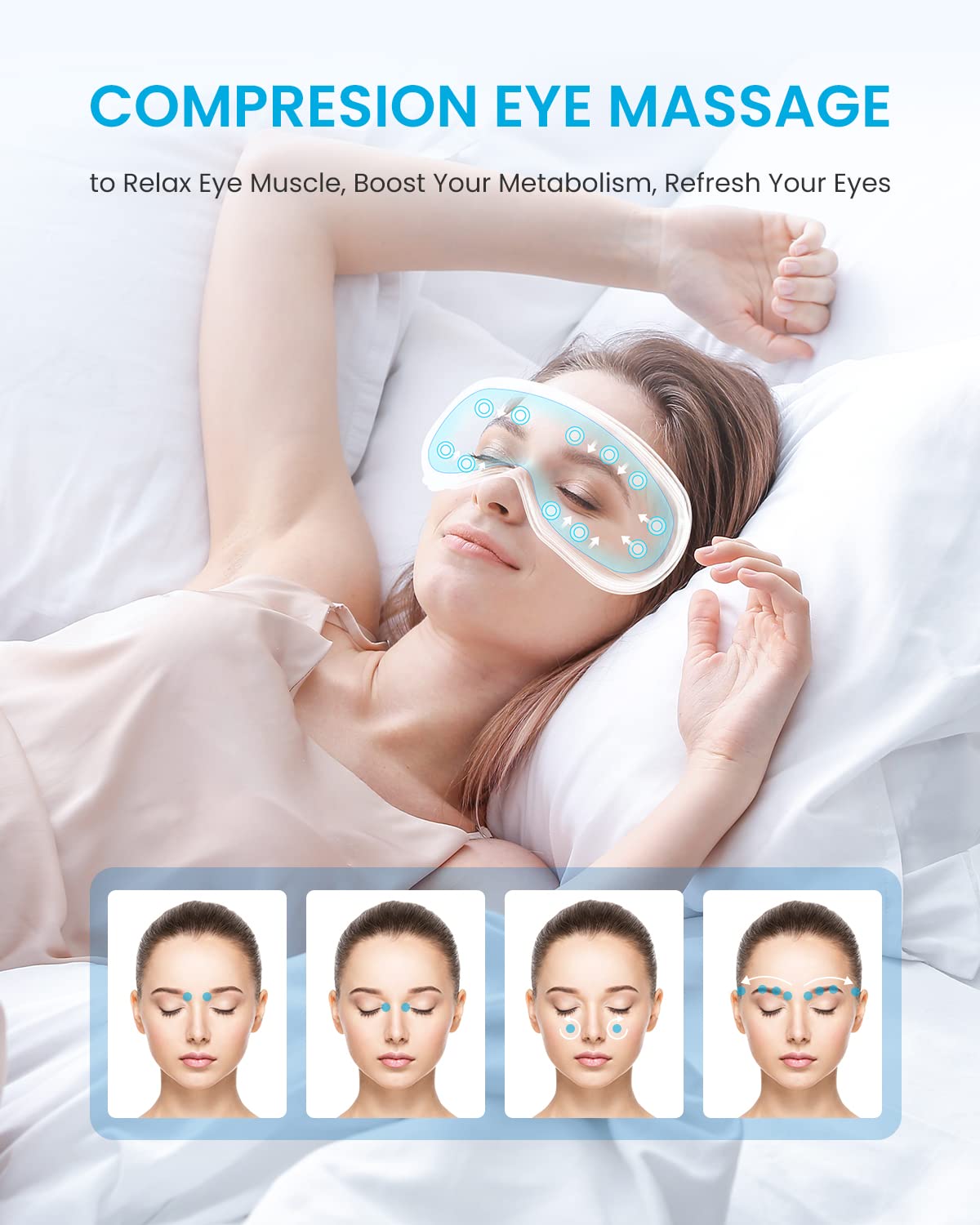 RENPHO FSA HSA Eyeris1 Eye Massager, Birthday Valentine's Day Gifts, Migraine Massager with Remote, Compression, Silent Mode, Bl