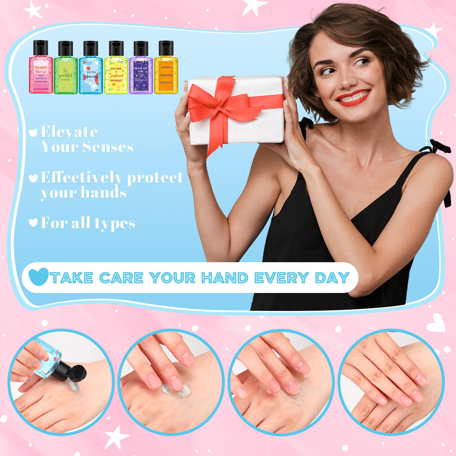 Frienda 24 Packs Mini Hand Sanitizer Bulk Hand Sanitizer Travel Size 1fl oz Baby Shower Favors for Guest Hand Soap Personalized