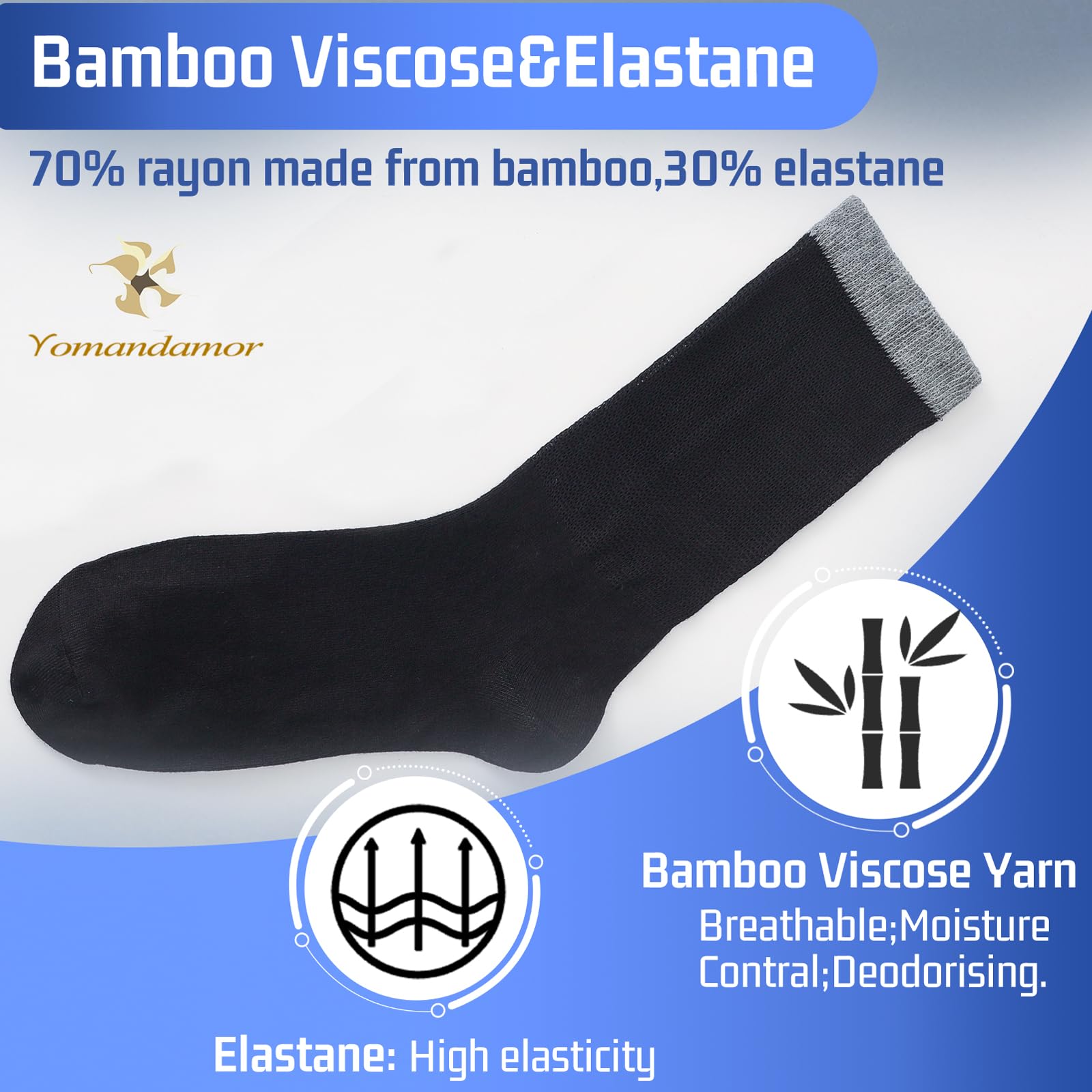 Yomandamor Best Mens Mid-Calf Diabetic Socks With Seamless Toe,6 Pairs L Size(Socks Size:10-13)