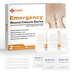 Carbou Emergency Wound Closure Strips - 2 Pcs - Zip Stitch Butterfly Bandaids - Laceration Closure Kit - Stitchless & Easy to Us