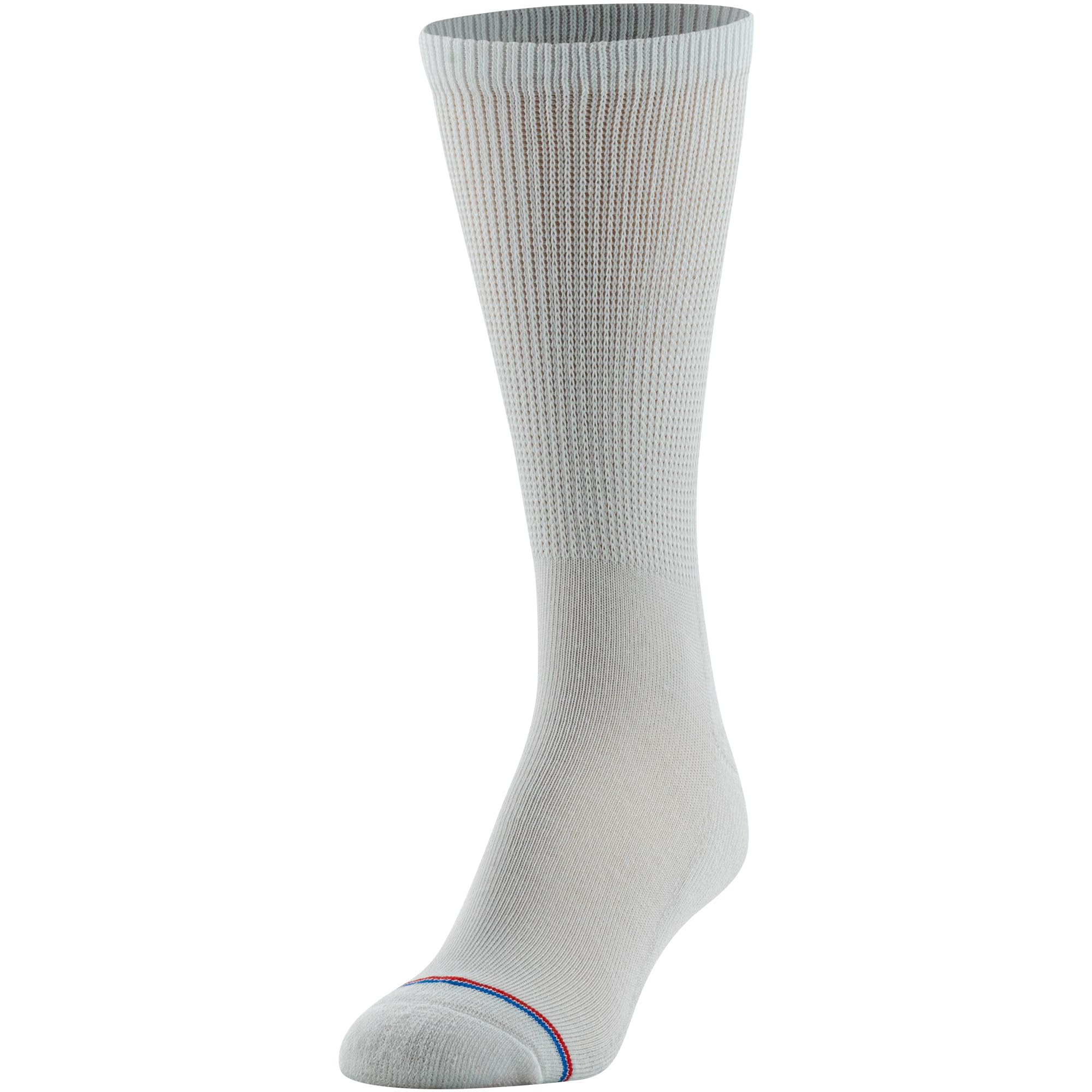 MediPEDS 8 Pair Diabetic Crew Socks with Non-Binding Top, White, Shoe Size: Men 12-15