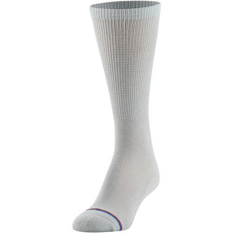 MediPEDS 8 Pair Diabetic Crew Socks with Non-Binding Top, White, Shoe Size: Men 12-15