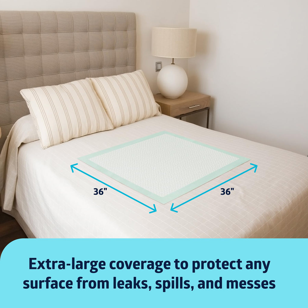 Medline Super Absorbent Underpad, 36  x 36 , 50 Count, Extra Large Disposable Incontinence Pads, Protective Bed Pads, Chucks, Fo