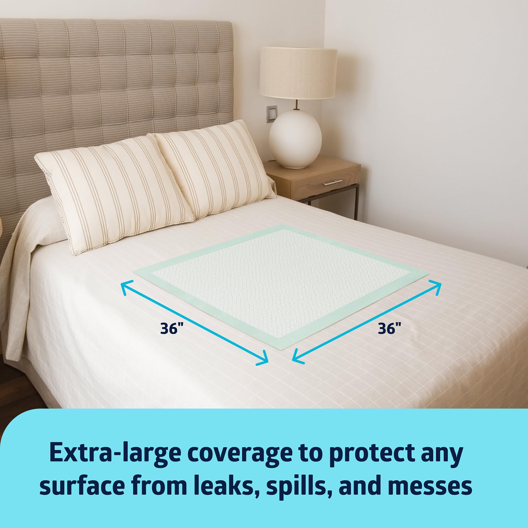 Medline Super Absorbent Underpad, 36  x 36 , 50 Count, Extra Large Disposable Incontinence Pads, Protective Bed Pads, Chucks, Fo