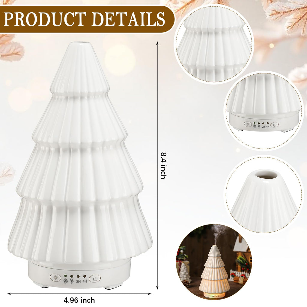 Rossesay Christmas Essential Oil Diffuser Gifts Ceramic 120ml Christmas Tree Diffuser for Essential Oil Cute Small Aromatherapy