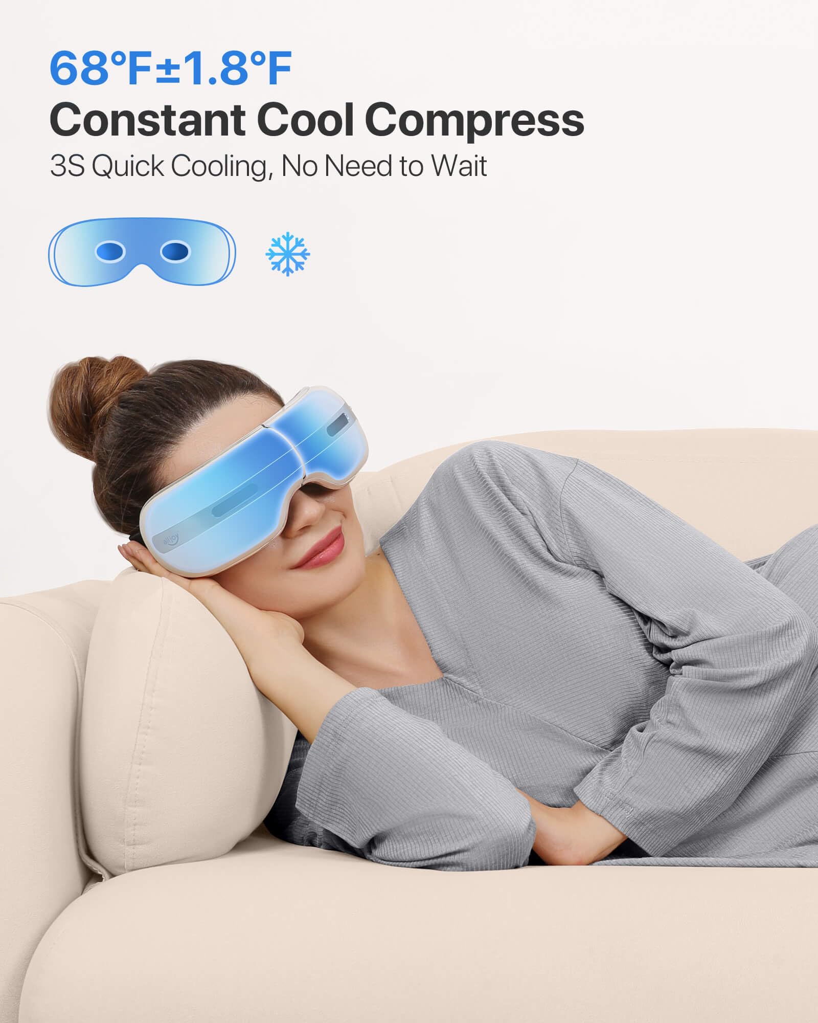 ALLJOY Eye Massager with Heat and Cooling for Migraines, Eye Massager for Relief of Migraine, Dry Eyes, Sleep, Rechargeable Blue