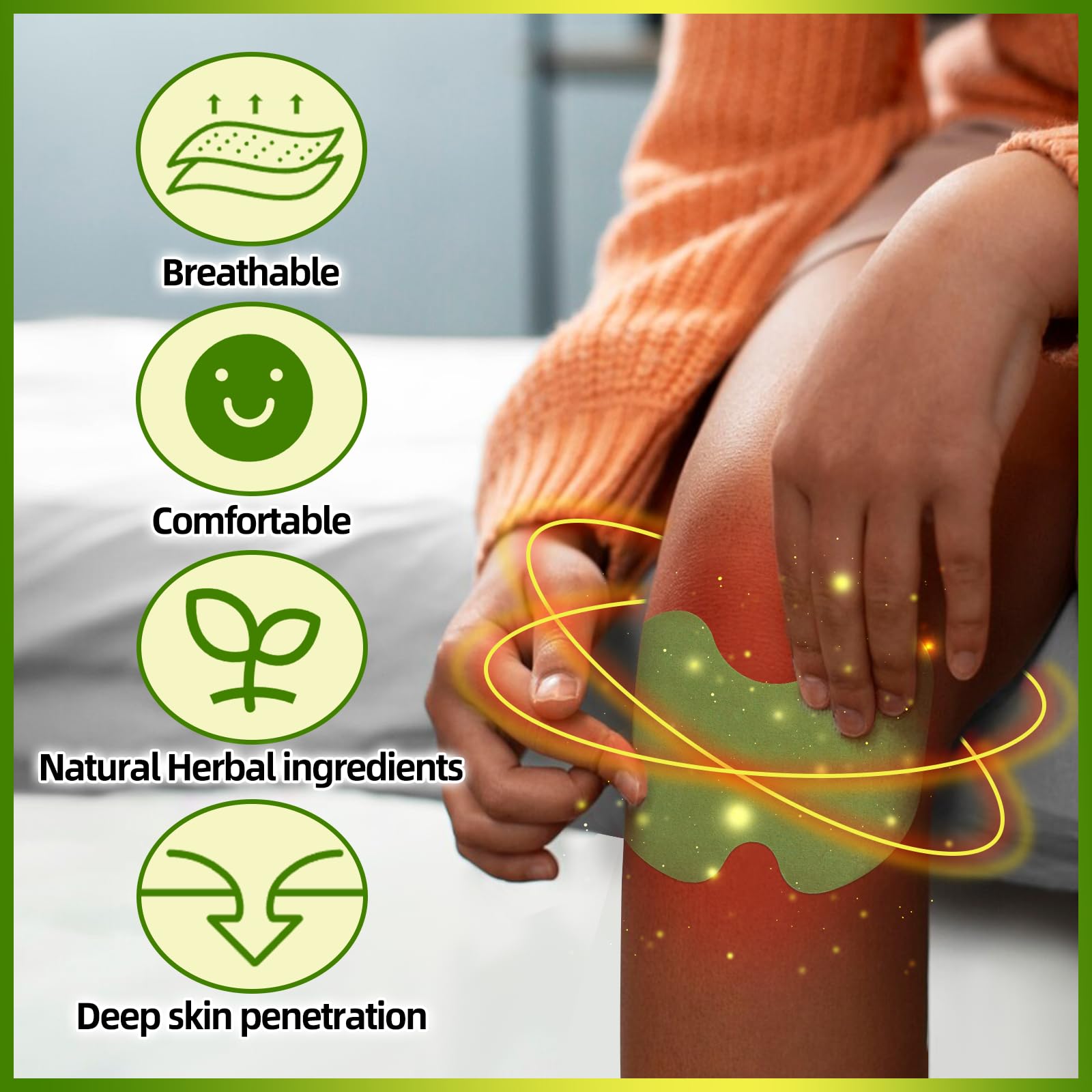 MOSKESON Knee Patches - 36Pcs Warming Herbal Plaster for Joint, Wormwood Extract Sticker for Knee, Back, Neck, Shoulder