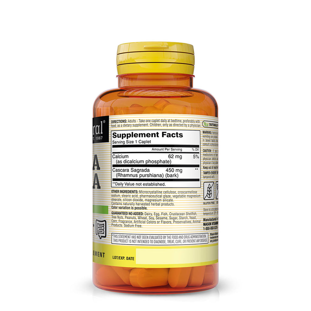 MASON NATURAL Cascara Sagrada 450 mg, Herbal Digestive Support, 100 Caplets
