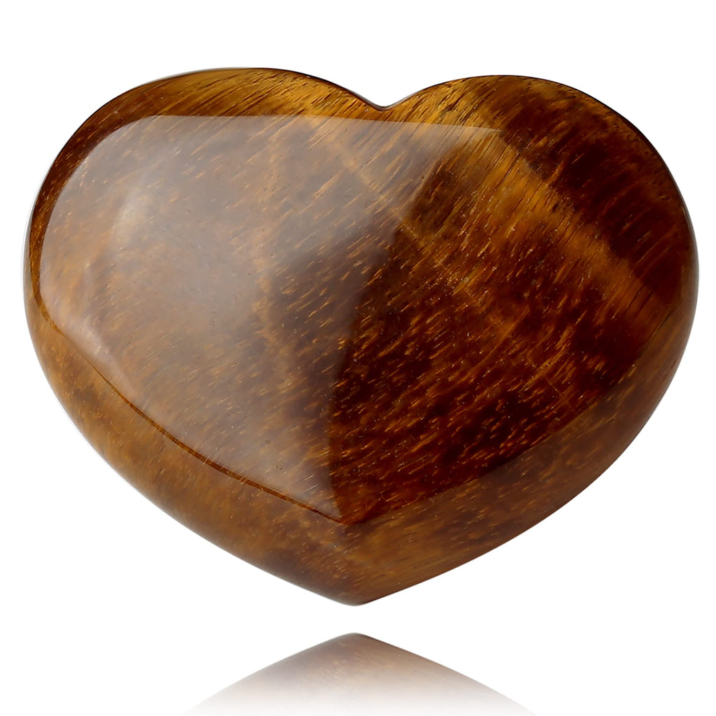 QINJIEJIE 1.8'' Large Heart Crystal Love Stone Tigers Eye Smooth Gua Sha Healing Crystals Decor Meditation Yoga Worry Stones Gem