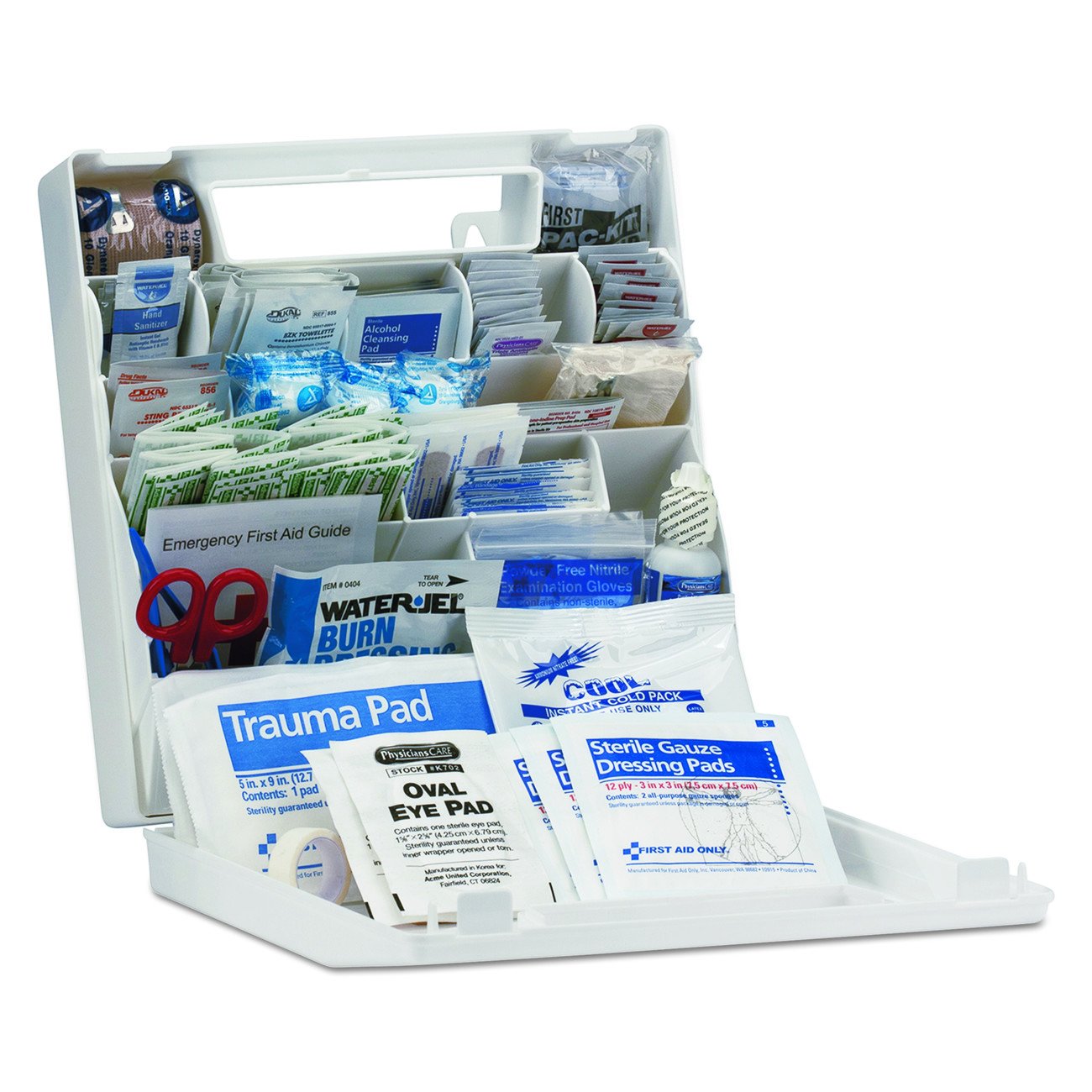 First Aid Only 90639 ANSI 2015 Compliant 50 Person Bulk Class A+, First Aid Kit, Plastic Case with Dividers
