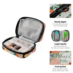Custom Pill Box 7 Day Pill Case Bag Cactus Flowers Personalized Name Travel Pill Organizer Bag with Zipper Portable Weekly Case