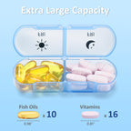 Fullicon Extra Large AM PM Pill Box Organizer 7 Day, Travel Medicine Pill Organizer 2 Times a Day, Large Supplement Vitamin Disp