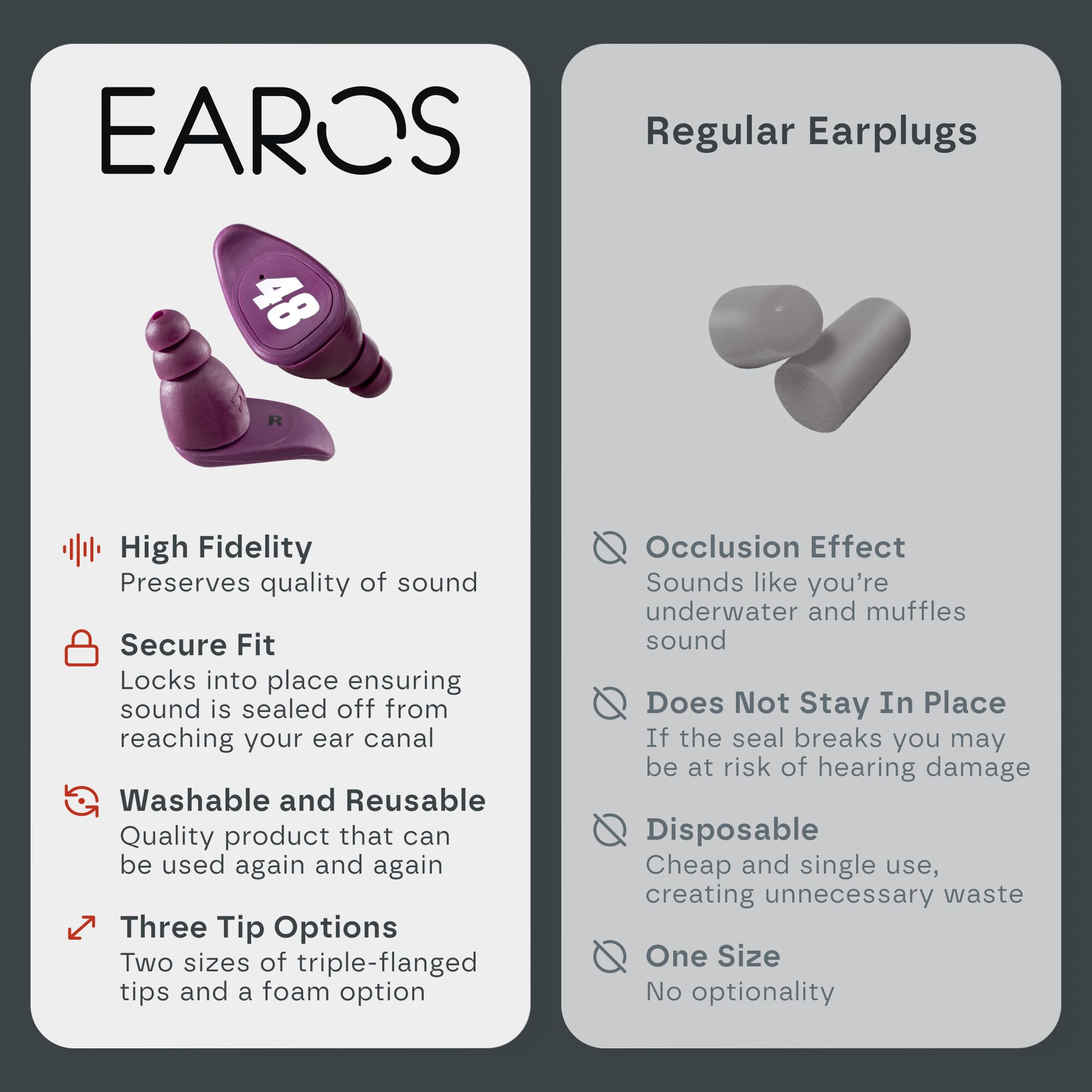 EAROS Hendrick Motorsports Car 48 High-Fidelity Ear Plugs - Durable Reusable Hearing Protection - Preserve Clear Sound While Pro