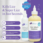 Kapow All-in-One Head Lice Treatment Kit for Family - Extra Strength Lice Shampoo, Spray & Comb for Kids & Adults, Sensitive Sca