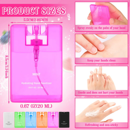 Dansib 6 Pcs Hand Sanitizer Spray Travel Size Hydrating Hand Sanitizer Mist Gifts Clear Mini Pocket Sprayer for Women Teacher Co