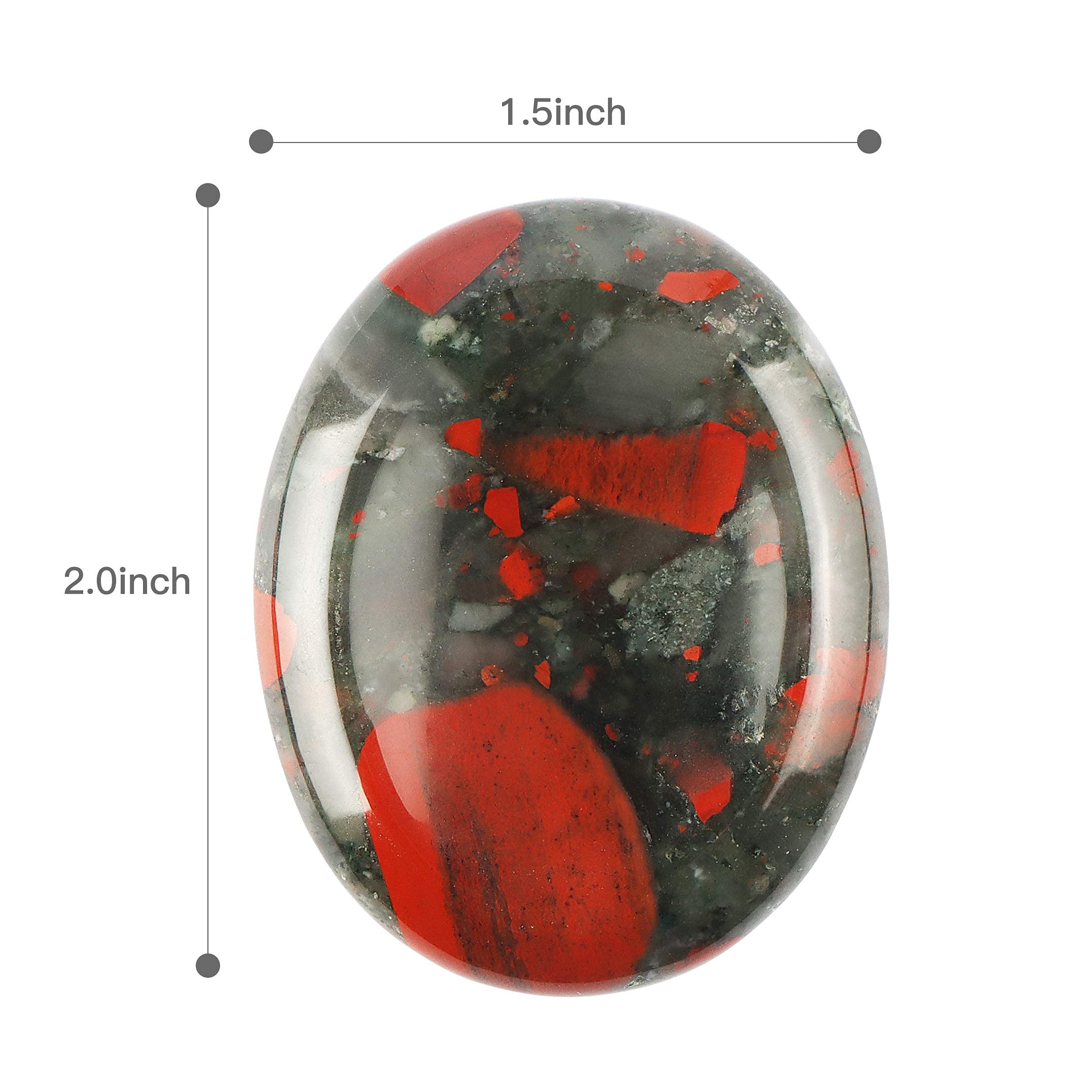 Artistone 2pcs African Bloodstone Crystal Thumb Worry Stone Healing Crystal Set,Natural Polished Gemstone Chakra Healing Stones