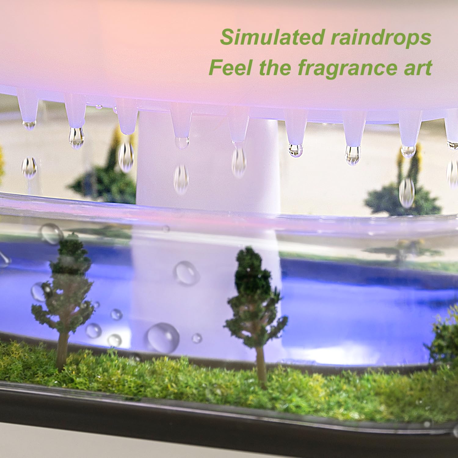 HIROGA Rain Diffuser 250ML Essential Oil Diffuser, Cloud Humidifier Rain Water Drip Humidifier with Drip Music Micro Landscape U