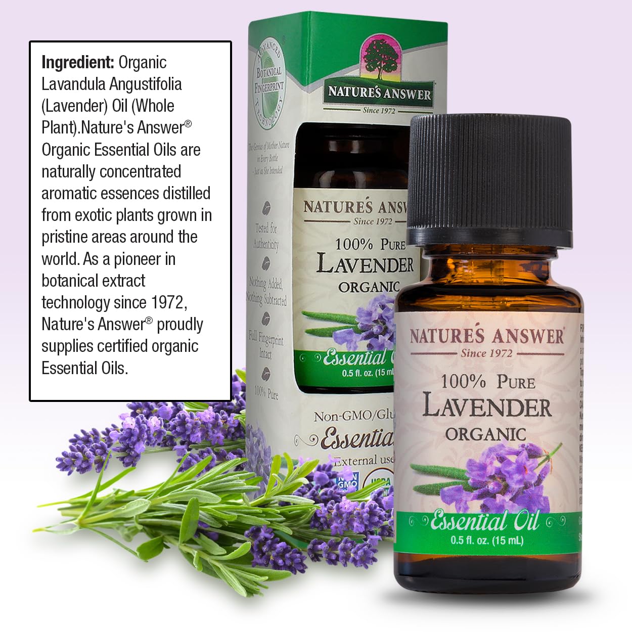 Natures Answer 100% Pure Organic Essential Oil, Lavender, 0.50 oz