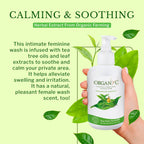 Organic Intimate Wash with Tea Tree Oils & Leaf Extracts, Gentle Cleansing Feminine Wash for Women with Sensitive Skin, Soothing
