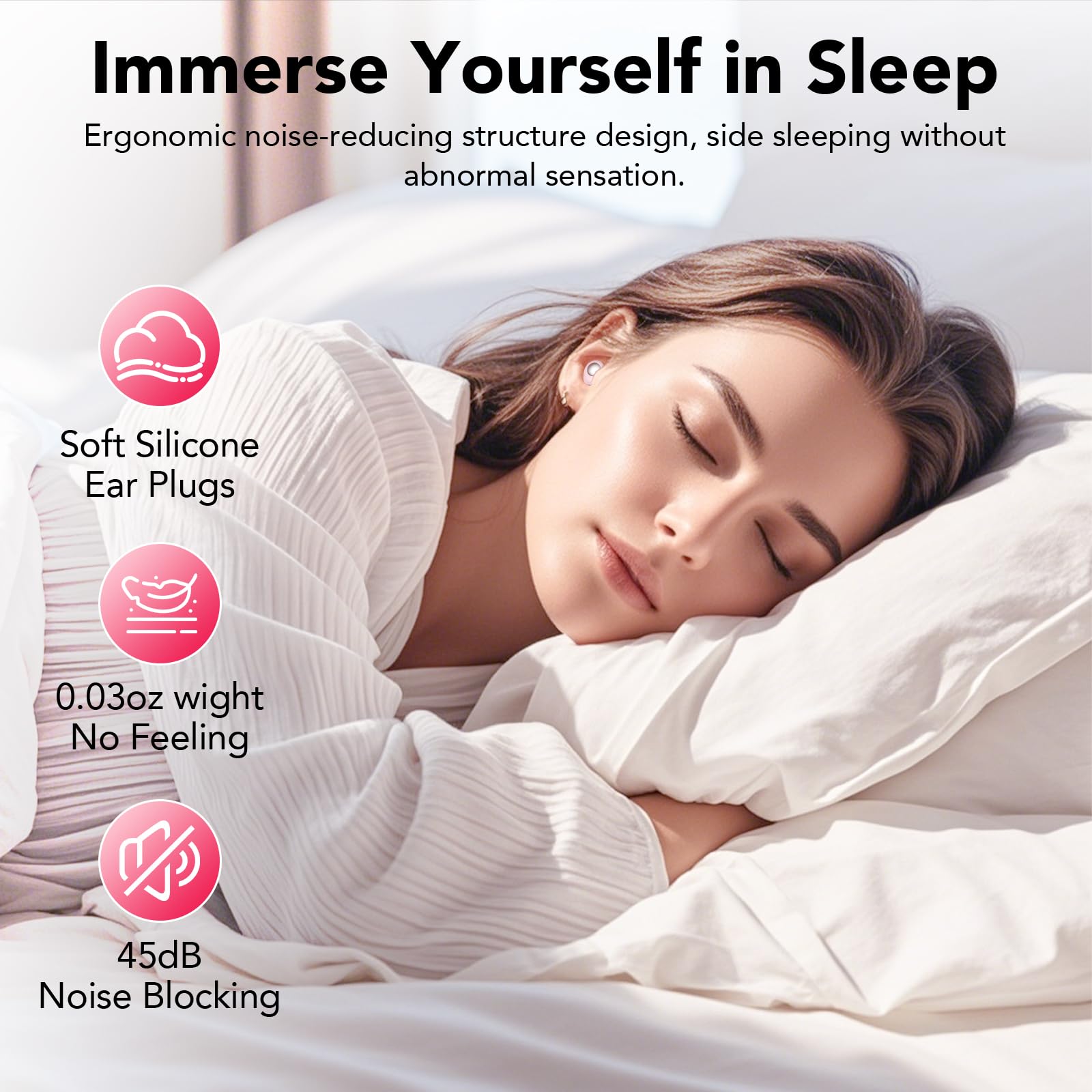 Ear Plugs for Sleeping Noise Cancelling, 45dB Earplugs for Noise Reduction, Reusable Noise Cancelling Ear Plugs Hearing Protecti